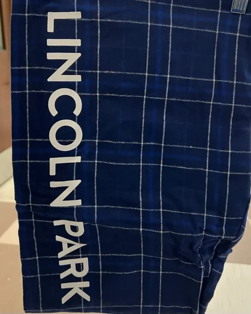 Flannel PJ Bottoms, White Lincoln Park Logo