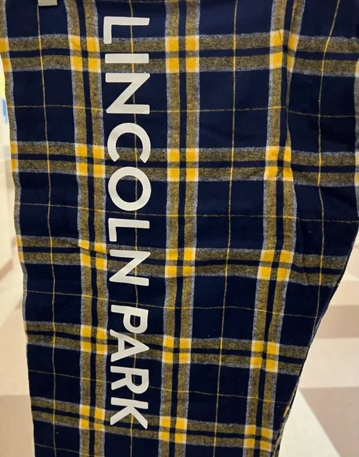 Flannel Blue/Gold PJ Bottoms with White Lincoln Park Logo